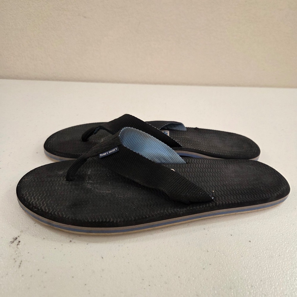 Hari Mari Mens Dunes Flip Flop Sandals Black Light Blue Size 10 Casual Beach
